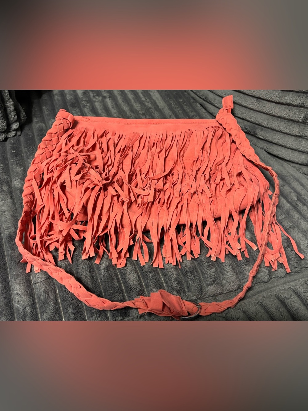 Fringed Shoulder Bag in Pink